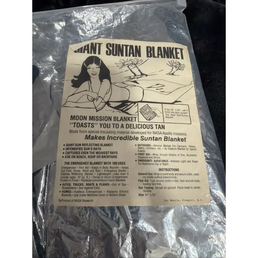 Vintage Original Jay Norris Giant Suntan Moon Mission Mylar Emergency Blanket